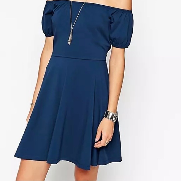 Brand new Asos skater dress with off shoulder and gypsy detail in size small (S) - Picture 3 of 12